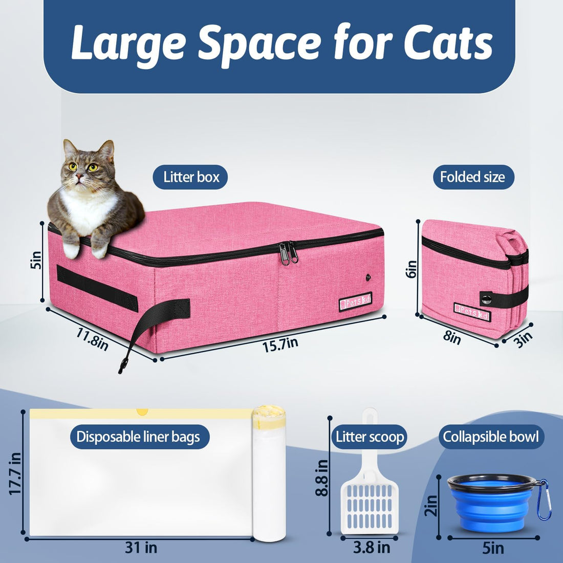 Petskd Portable Cat Travel Litter Box with Lid