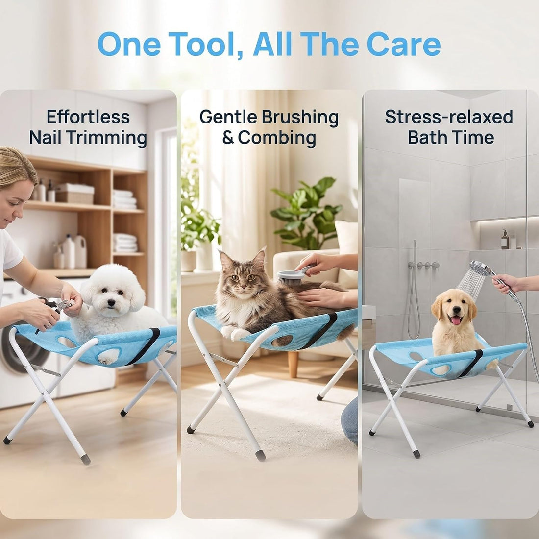 Dog Bath Hammock Table with Stand for Small Dogs and Cats