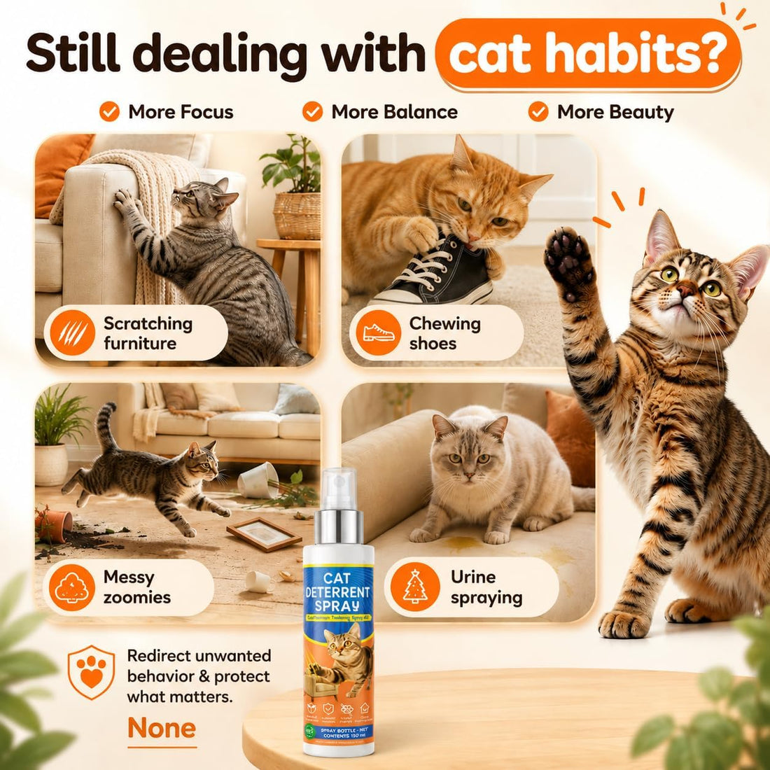 Cat Deterrent Spray for Furniture Protection