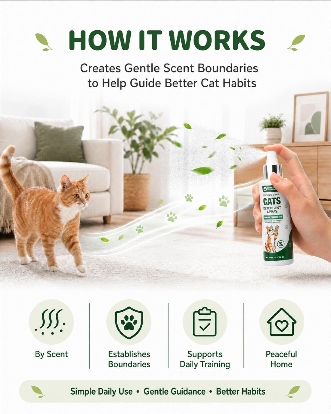 Cat Deterrent Spray for Furniture, Plant-Based Indoor & Outdoor