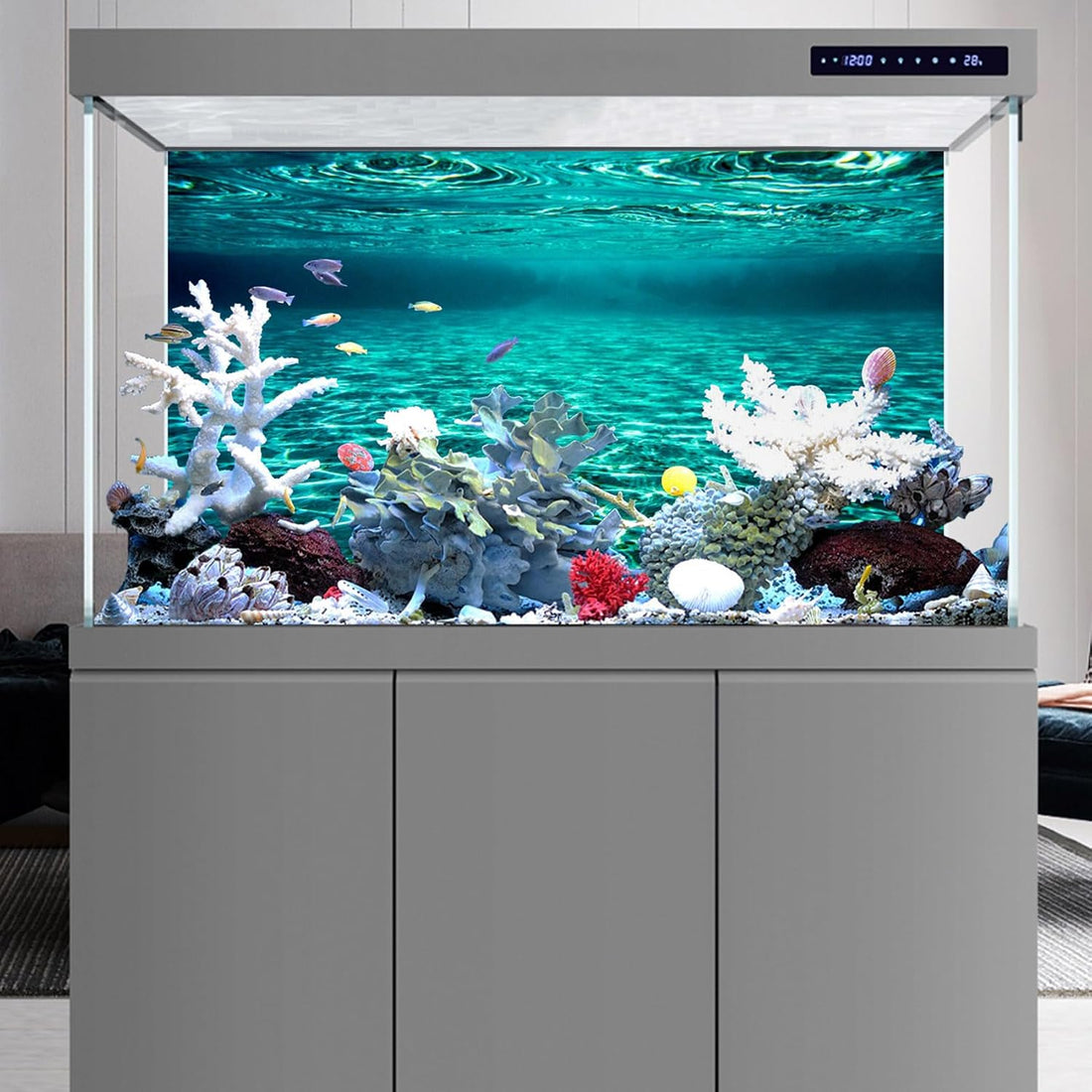 YongFoto Ocean Theme Fish Tank Background 30x18 inch