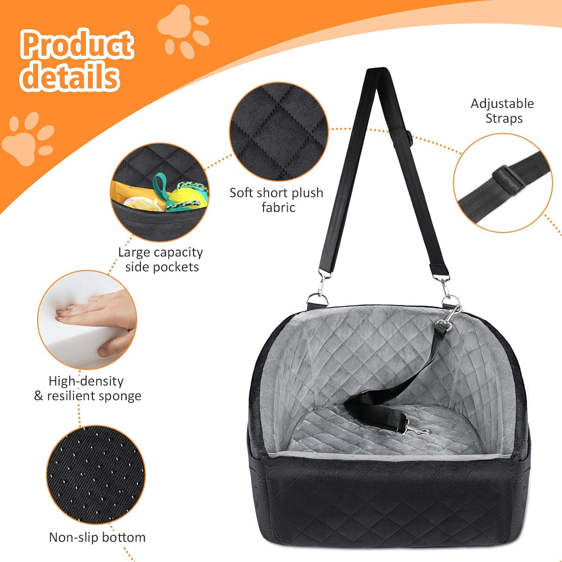 NEEZUKAR Dog Car Seat for Small Dogs,Detachable Washable Dog Booster