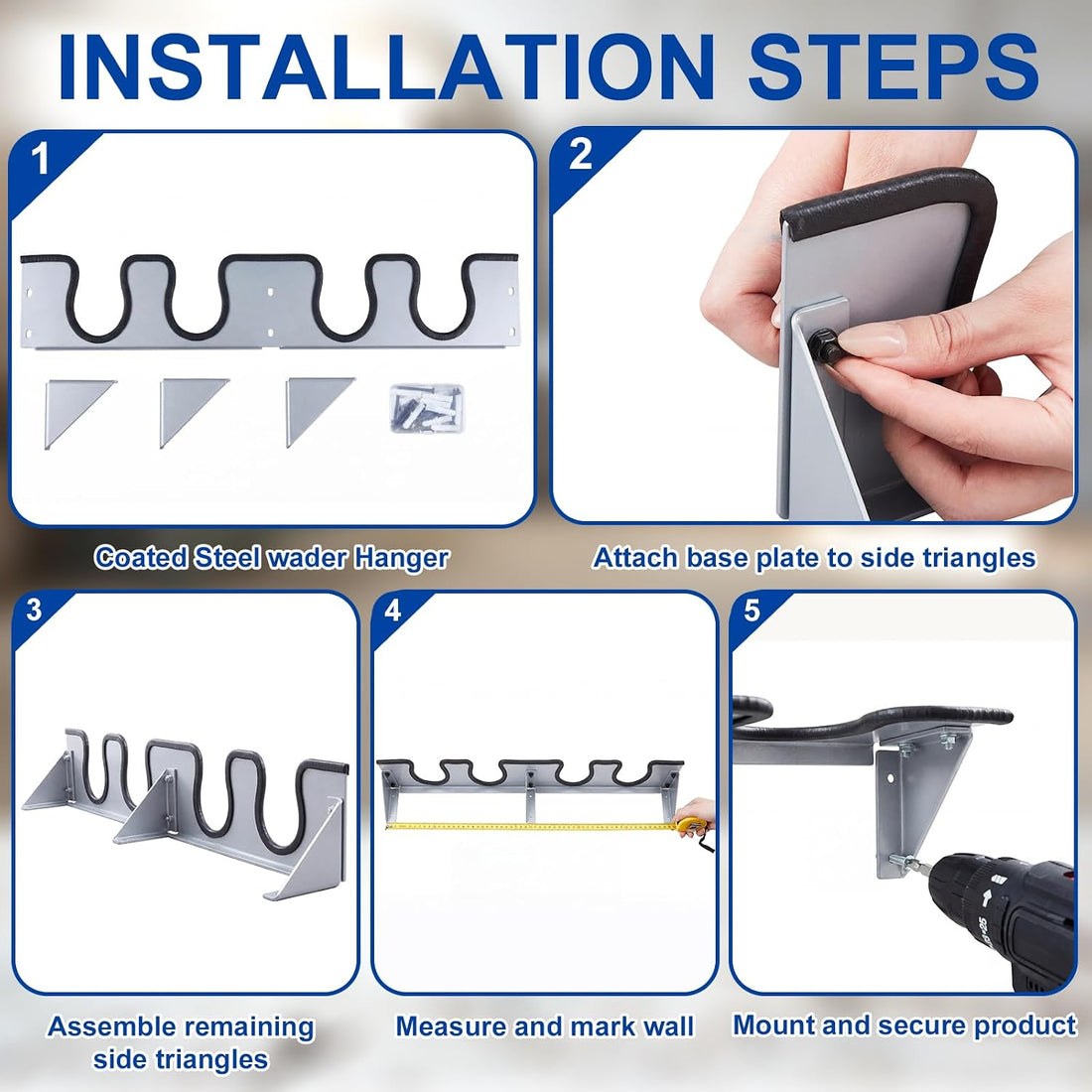 Zonon Wader Hanger Steel Boot Hanger Wall Mount