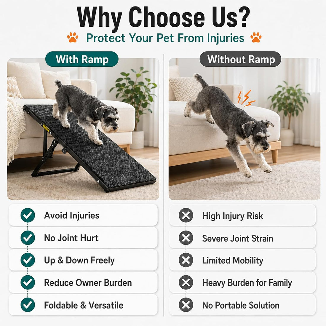 Dog Ramp for Bed Couch, 33.2" L x 12.8" W Pet Ramps for Small Dogs