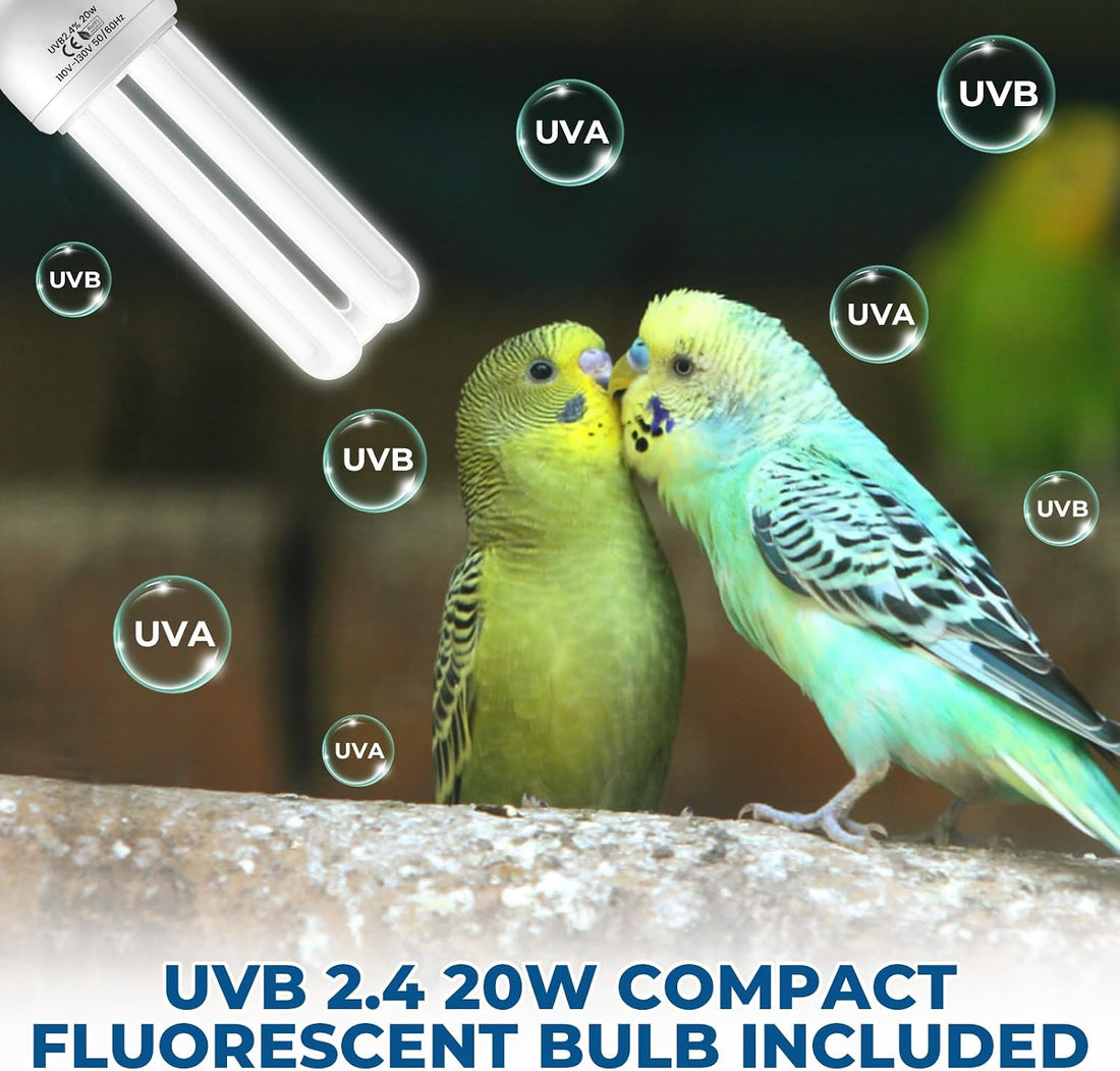 Lustaled 2.4% UVB Bird Cage Light Fixture Combo Kit with Adjustable