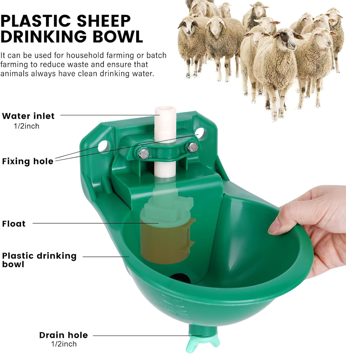 Goat Waterer, Livestock Waterer for Sheep Dog Piglet Calf Horse Farm