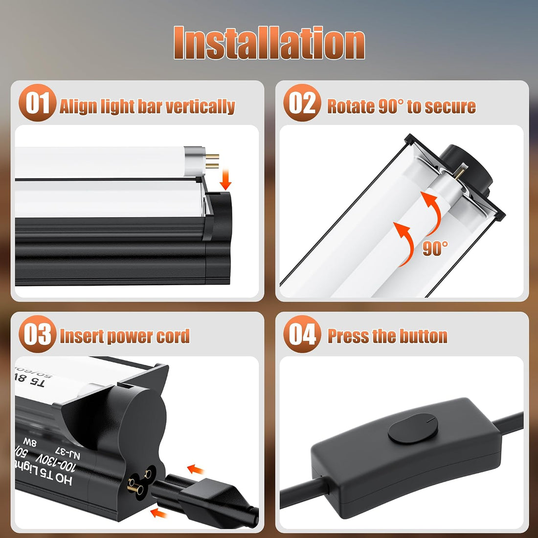 T5 UVB 10.0 Reptile Light Fixture Combo Kit