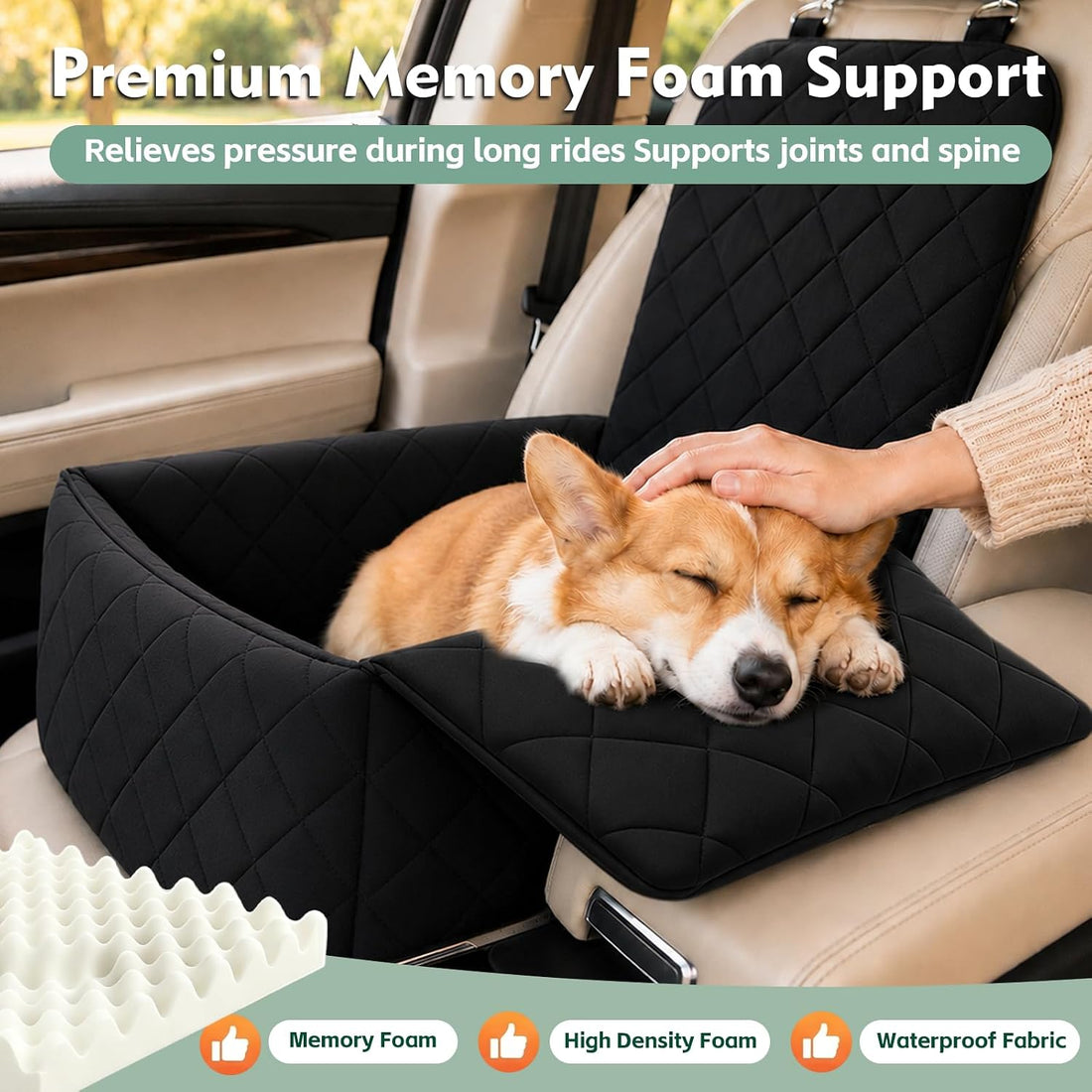 Dog Car Seat with Foldable Armrest for Small/Medium Dogs
