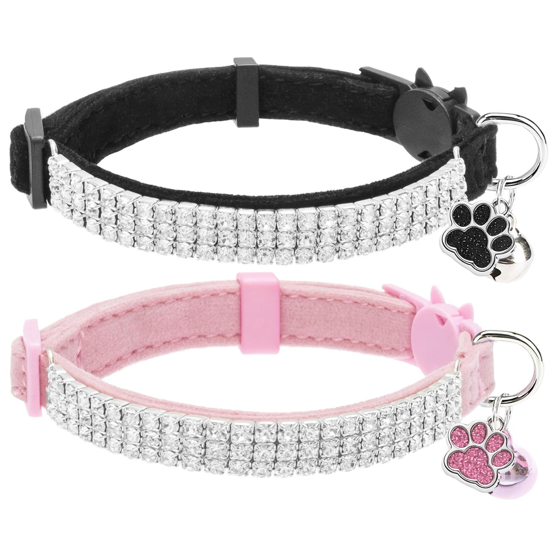 EXPAWLORER Soft Velvet Safe Cat Collars for Girl Cats -2 Pack