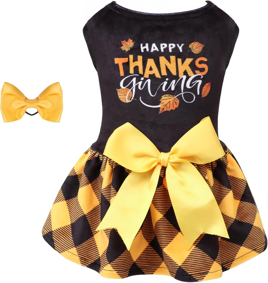 CuteBone Happy Thanksgiving Day Dog Fall Dress Costume Velvet