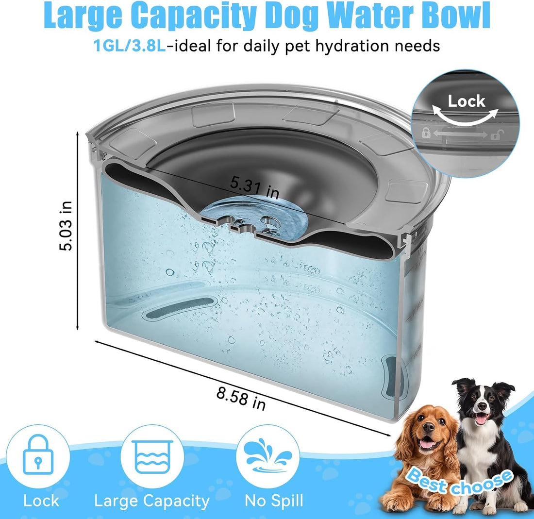 MateeyLife 1 Gallon Dog Water Bowl No Spill 3.8L Large Capacity Slow