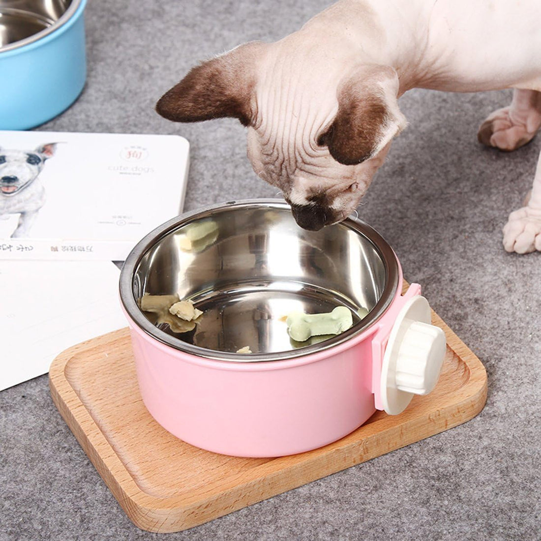 Crate Dog Bowl Removable Stainless Steel Water Food Feeder Bowls Cage