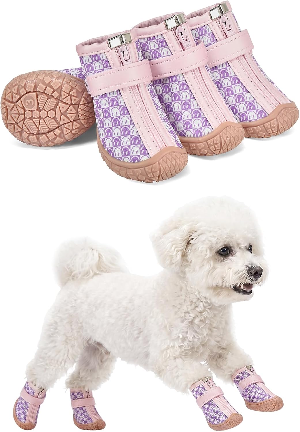 Haloumoning Dog Shoes Waterproof Non-Slip Booties for Small Medium