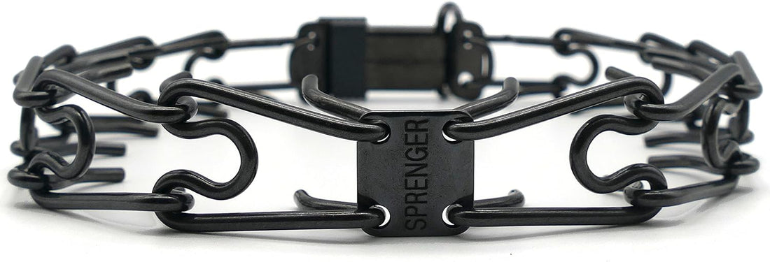 Herm Sprenger Black Stainless Steel Prong Dog Collar with ClicLock