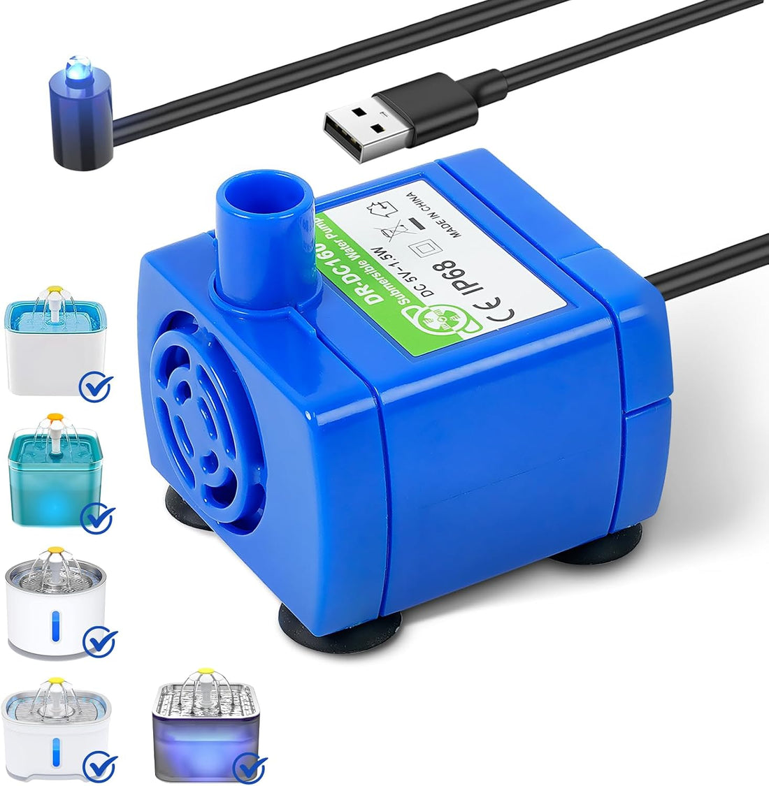 IP68 DR-DC160 submersible water pump Cat Water Fountain Pump