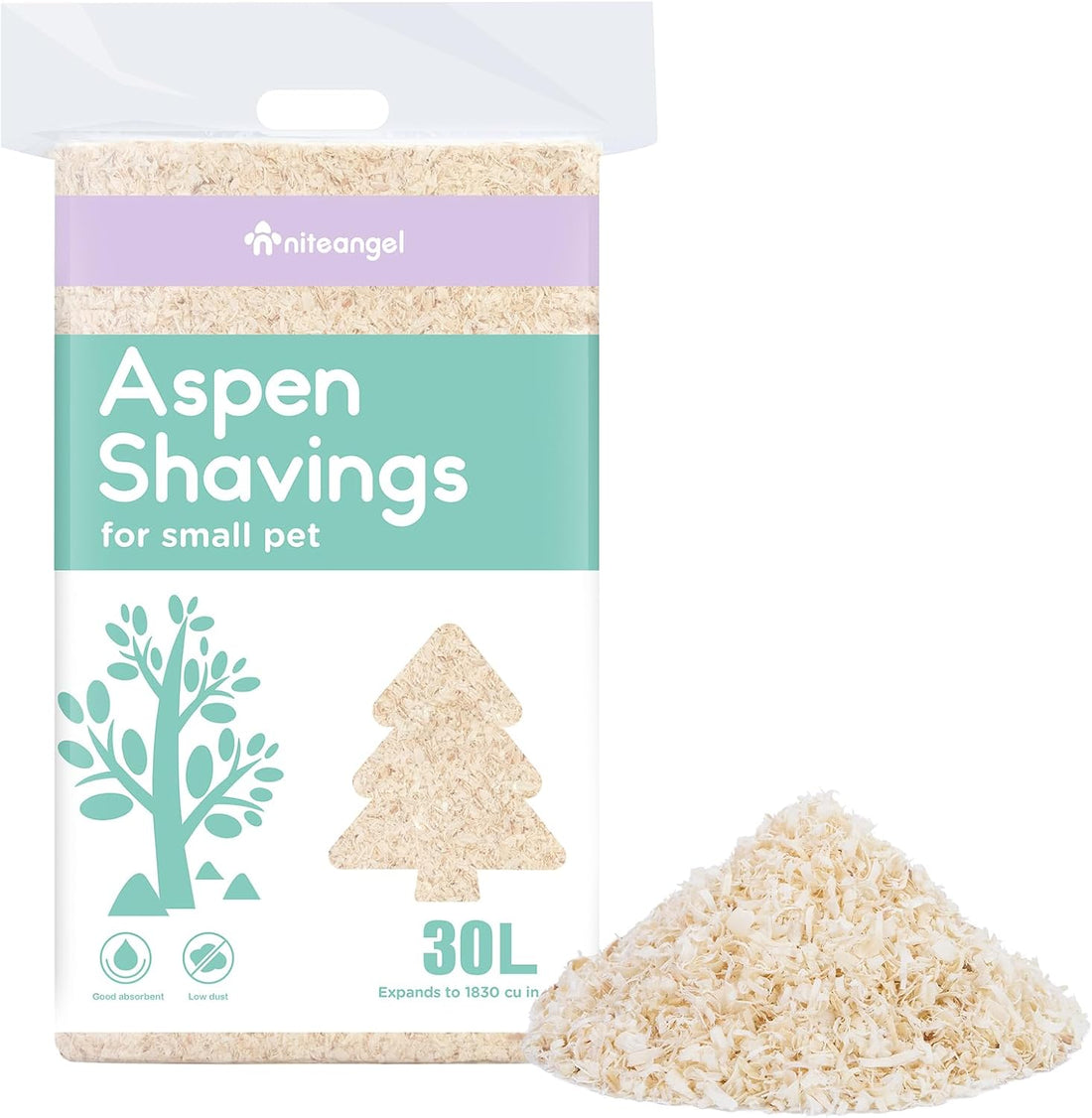 Niteangel Aspen Shaving Hamster Bedding: 65L Absorb Odors & No Dust