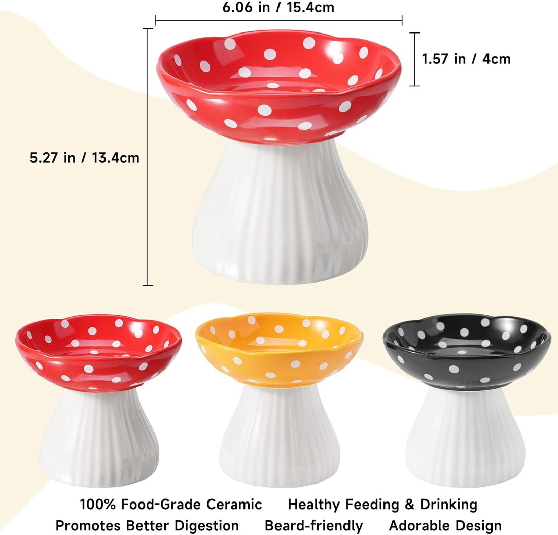 Mushroom Cat Bowl,Whisker Fatigue Cat Bowl,Cute Cat Bowls,Elevated