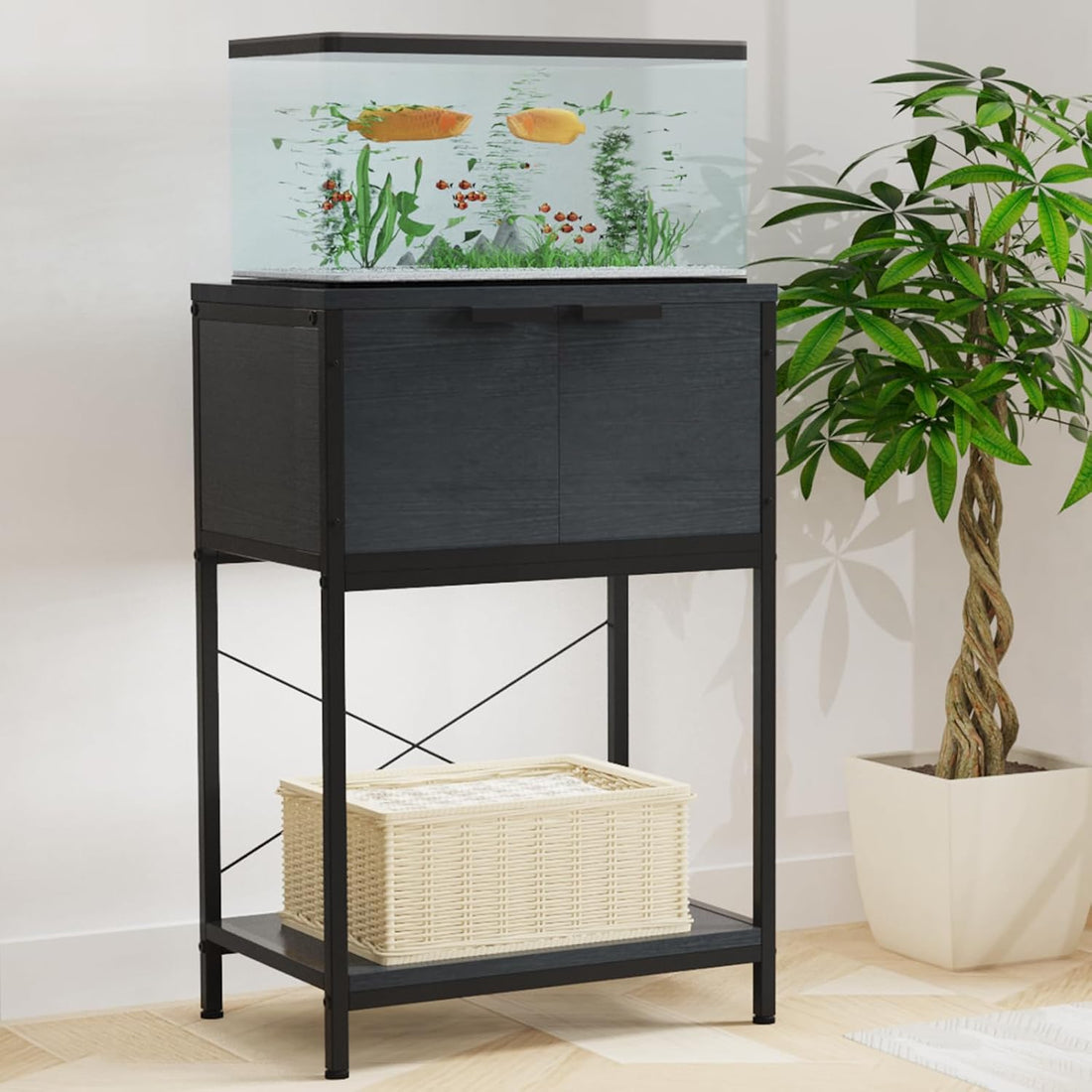 5-10 Gallon Fish Tank Stand with Cabinet Storage for Aquarium Stand