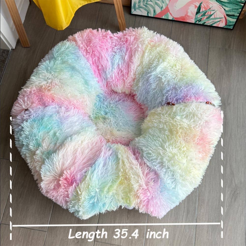 Fuzzy Cat Tunnel Bed for Indoor Cats, 2-in-1 Interactive Cat Toys