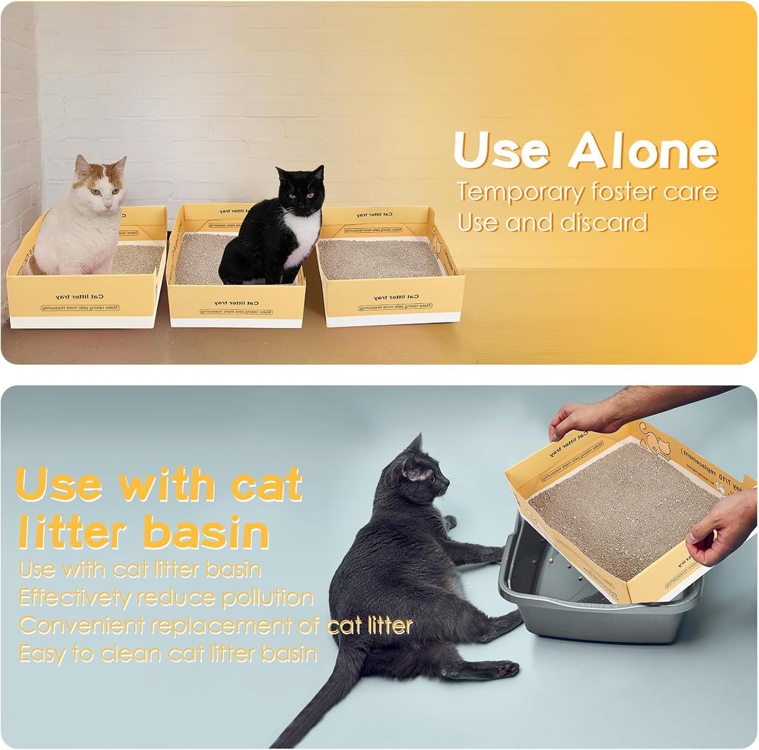 Maxcheck 5 Pcs Disposable Cat Litter Box, 14.96 x 11.4 x 4.7 Inch