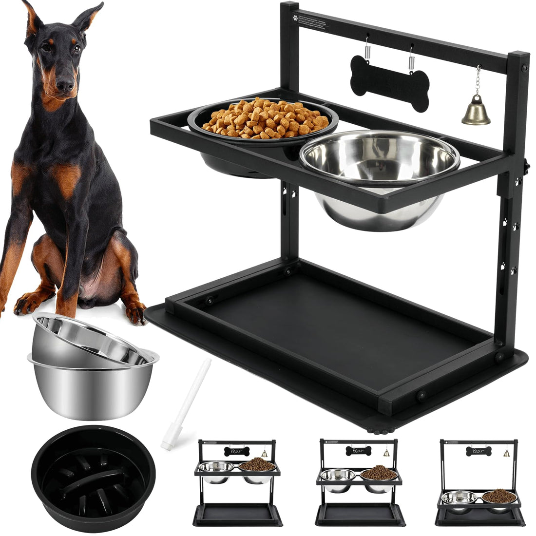 Elevated Dog Bowls with Slow Feeder for Large Dogs