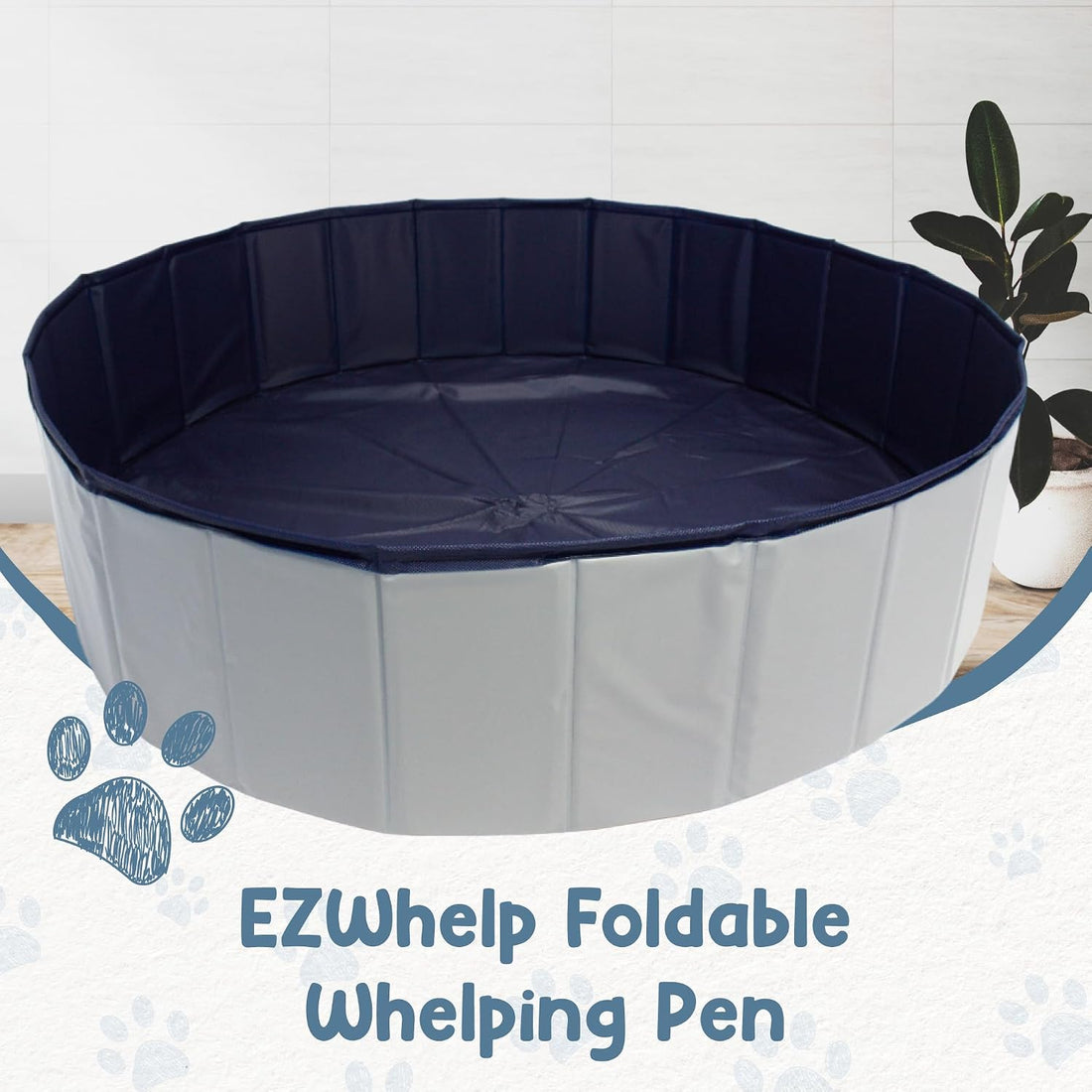 EZwhelp Foldable Whelping Box & Dog Pool, Collapsible Portable Pool