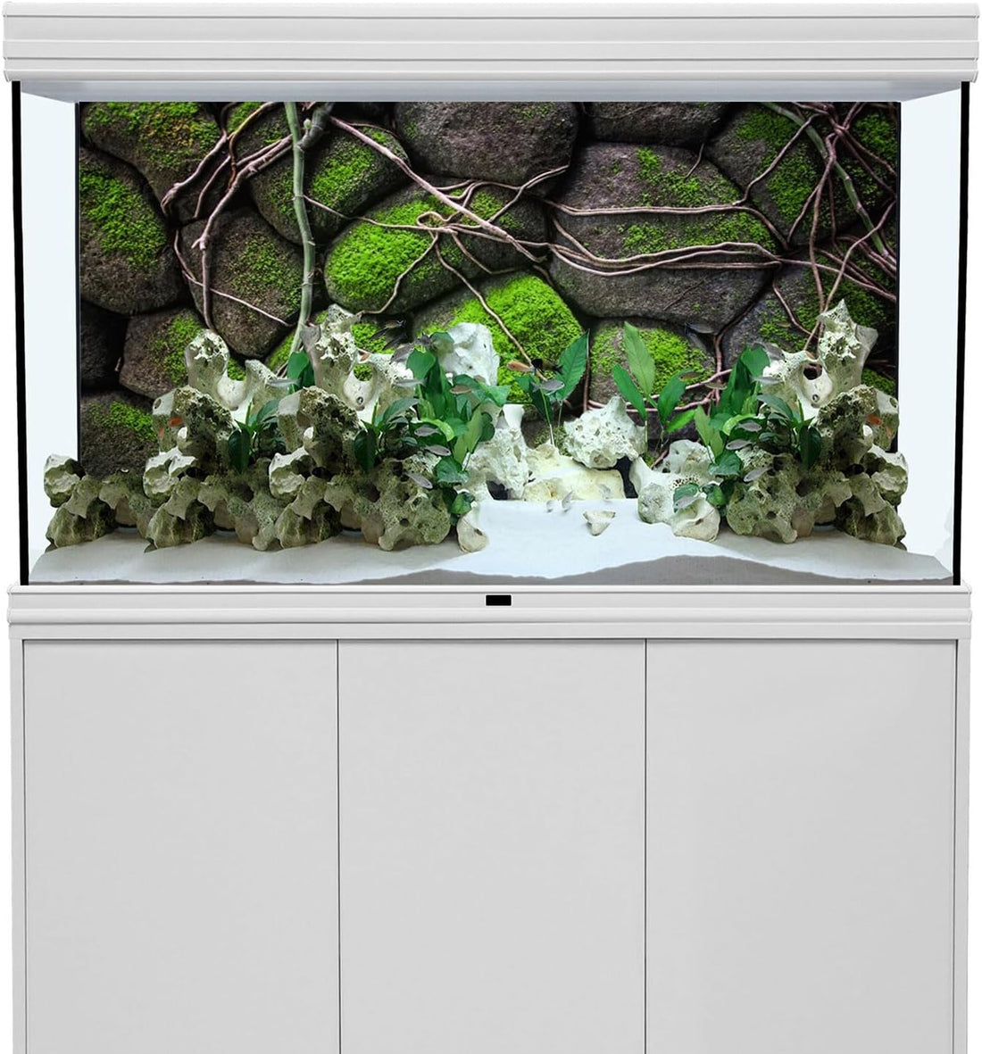 24x12 in Mossy Stone Wall Aquarium Backdrop Rock Fish Tank Background
