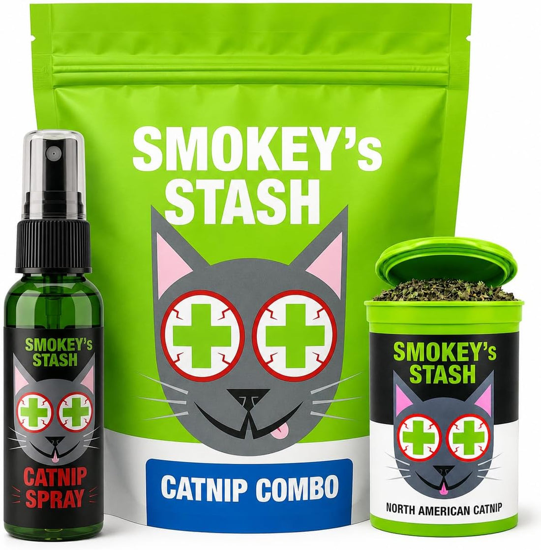 Smokey's Stash Cat Catnip Spray and Dried Organic Catnip Combo