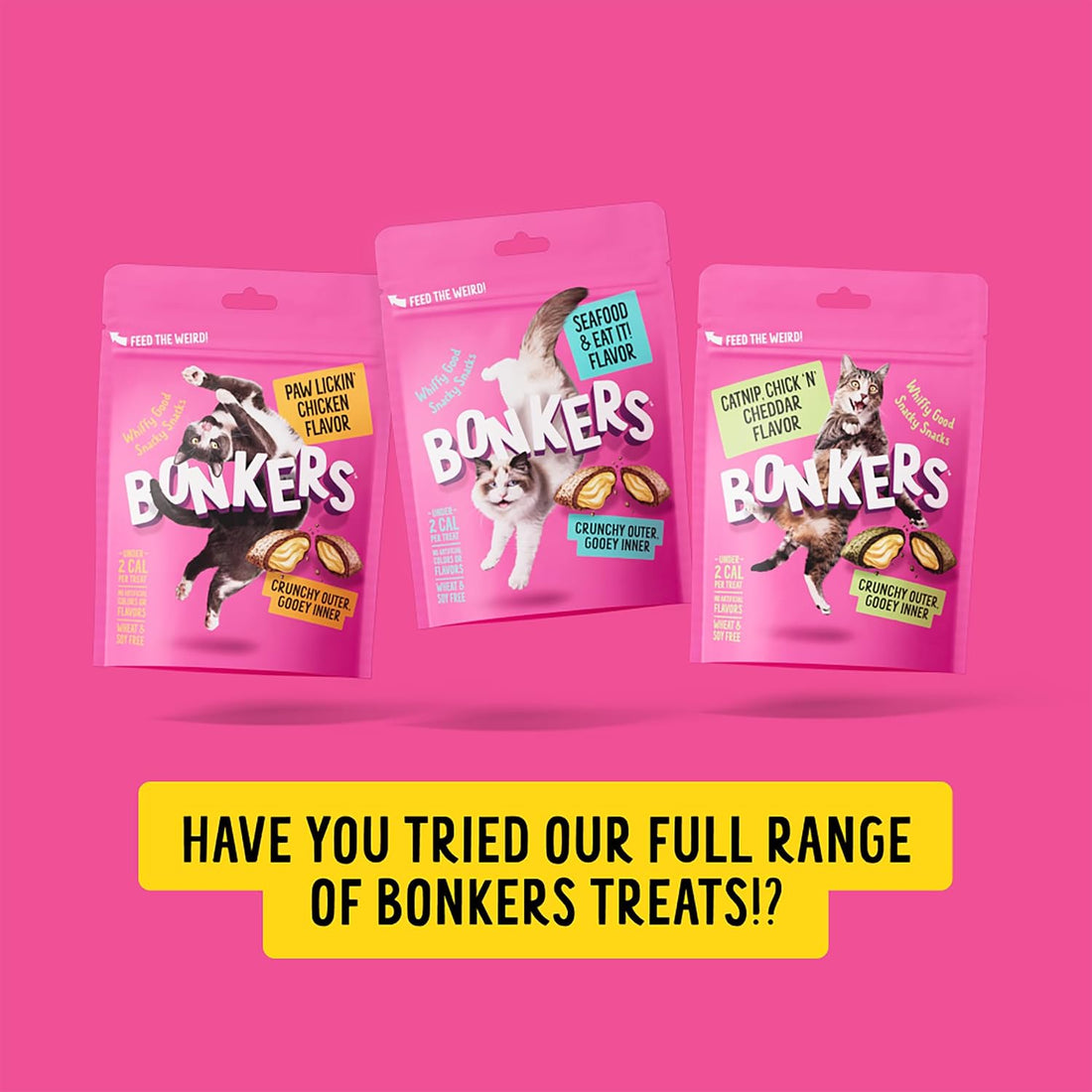 Bonkers Bites Paw Lickin Grain-Free Chicken Crunchy Cat Treats