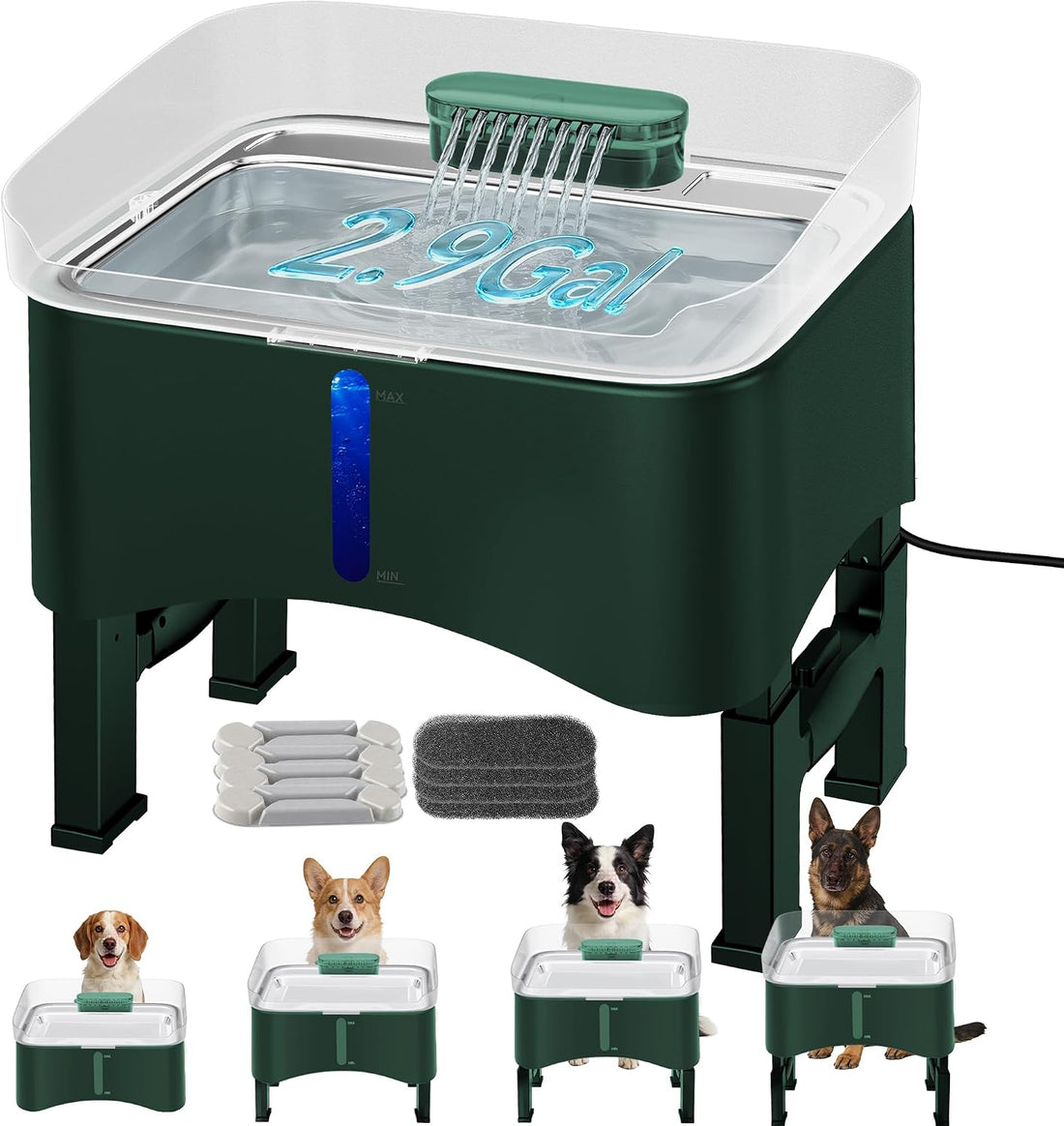 UPSKY 11L Elevated No-Spill Dog Water Fountain with 4 Adjustable