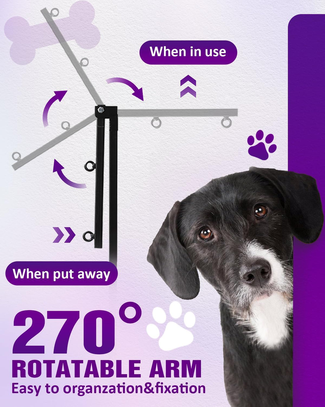 Adjustable Dog Grooming Arm with Clamp Dog Grooming Hammock and Loop
