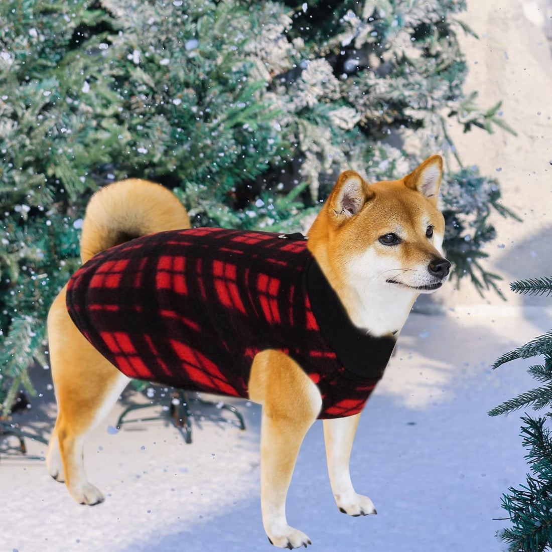 Rbenxia 4 Pieces Buffalo Plaid Dog Sweaters with Leash Ring Soft
