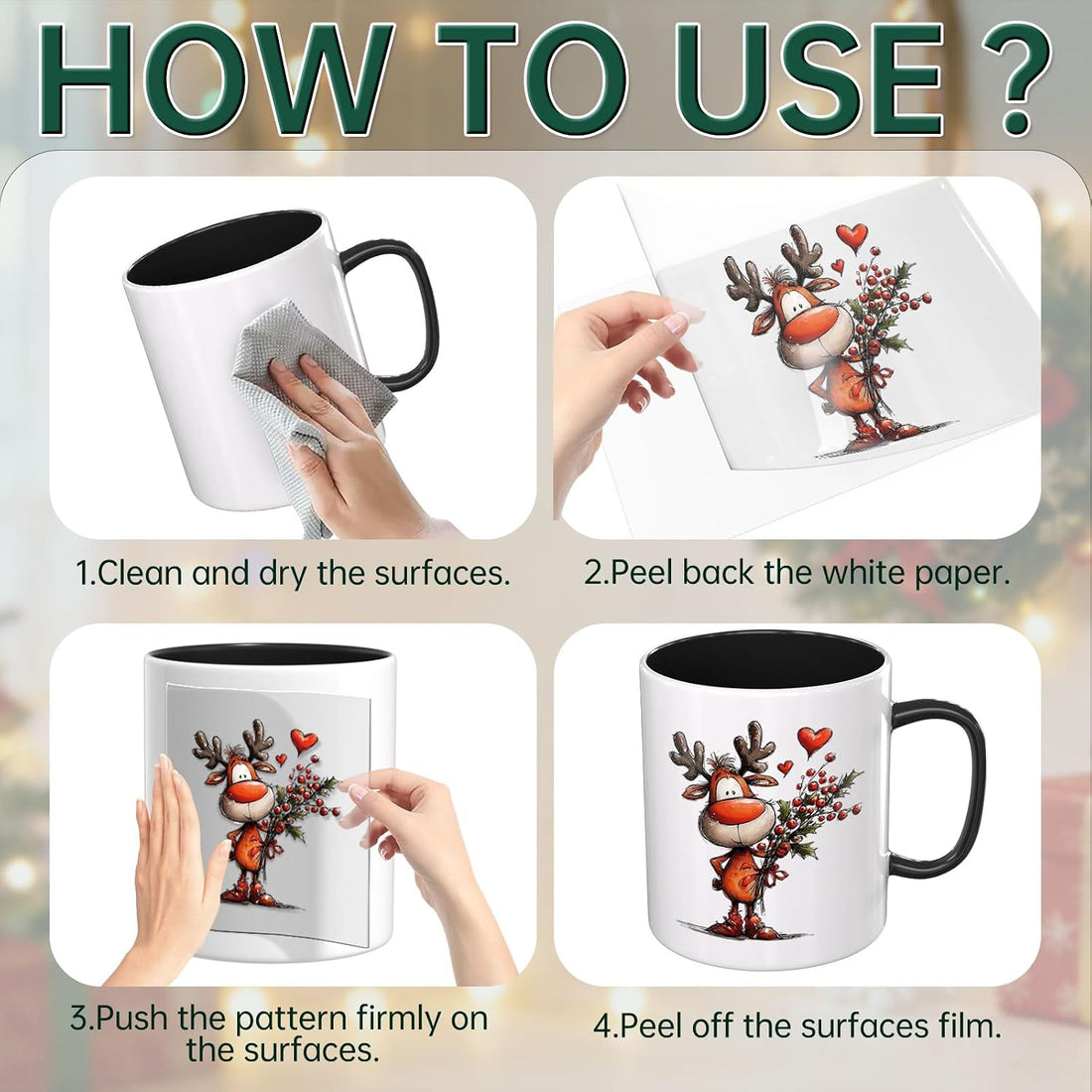 24PCS Christmas Reindeer UV DTF Cup Wrap