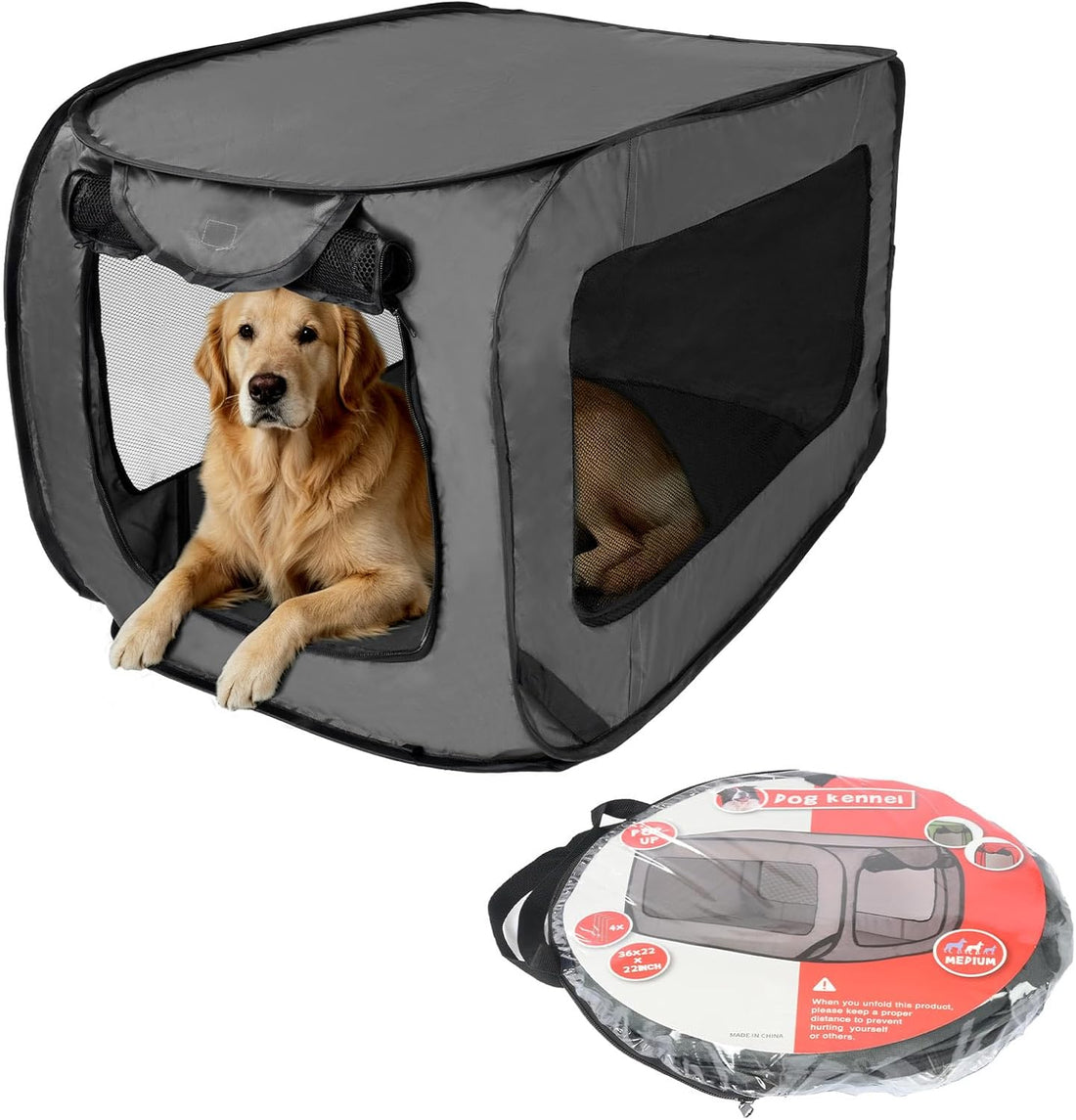 36 Inch Collapsible Dog Crate, Portable Kennel for Medium Dogs