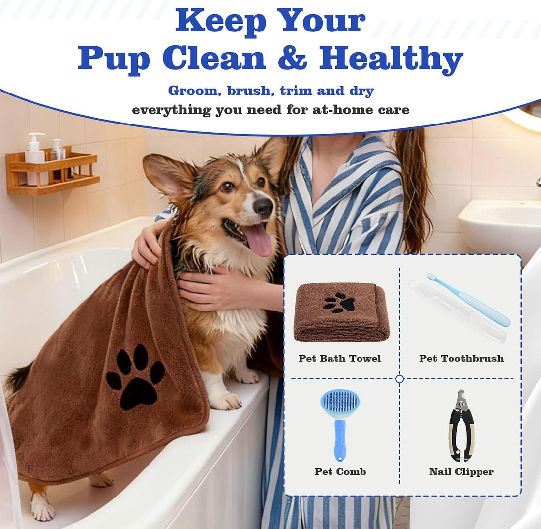 Puppy Supplies Starter Kit, Blue Puppy Essentials for Small Dogs