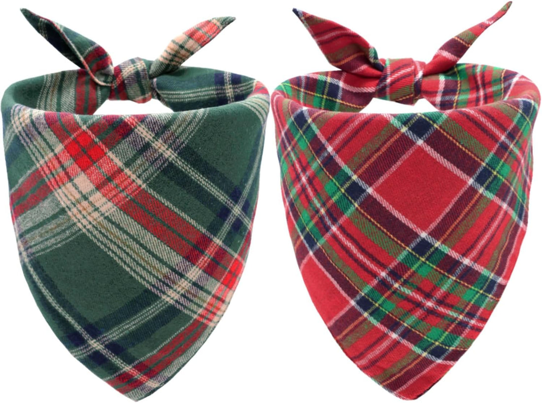 Halloween Dog Bandanas 3 Pack Large Fall Pet Scarf Orange Plaid