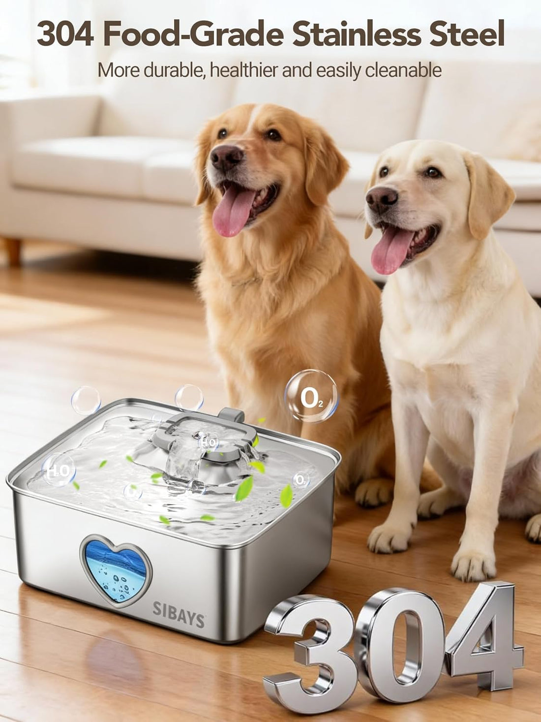 SIBAYS 15L Large Dog Water Fountain