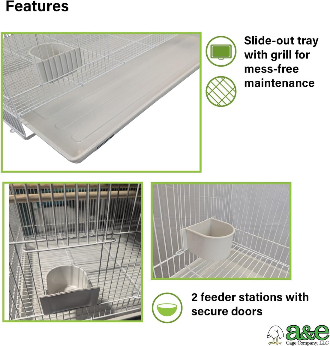 A&E Cage Co 503 Flight Bird Cage for Finches & Parakeets, 24"x16"x16"
