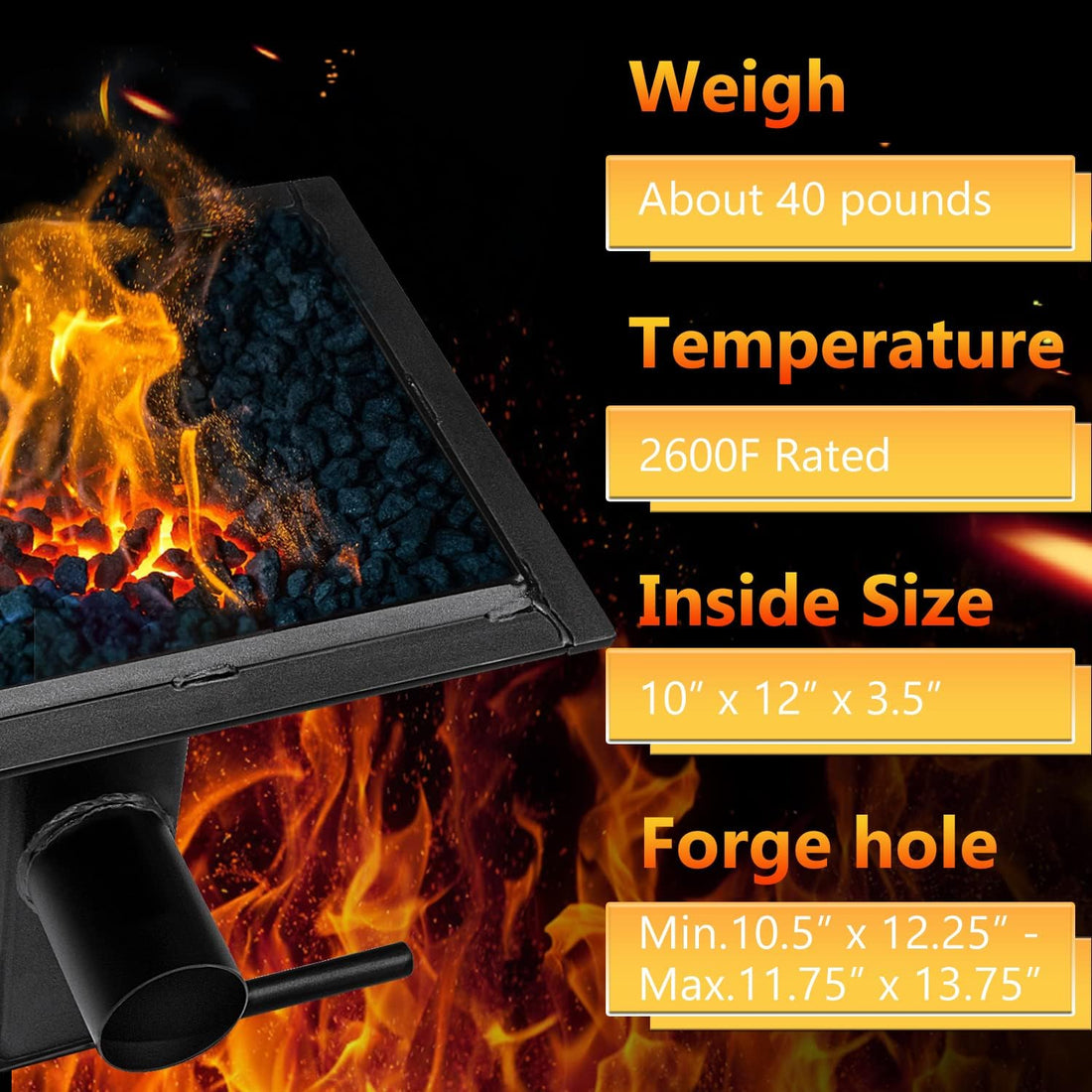 10x12 Inch Welded Blacksmith Firepot 2600F Rated Forging Blacksmith