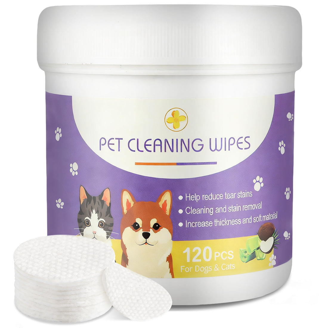 Dog Eye Wipes, 120 Count Cat Eyes Cleaning Wipes Gentle Pet Tear