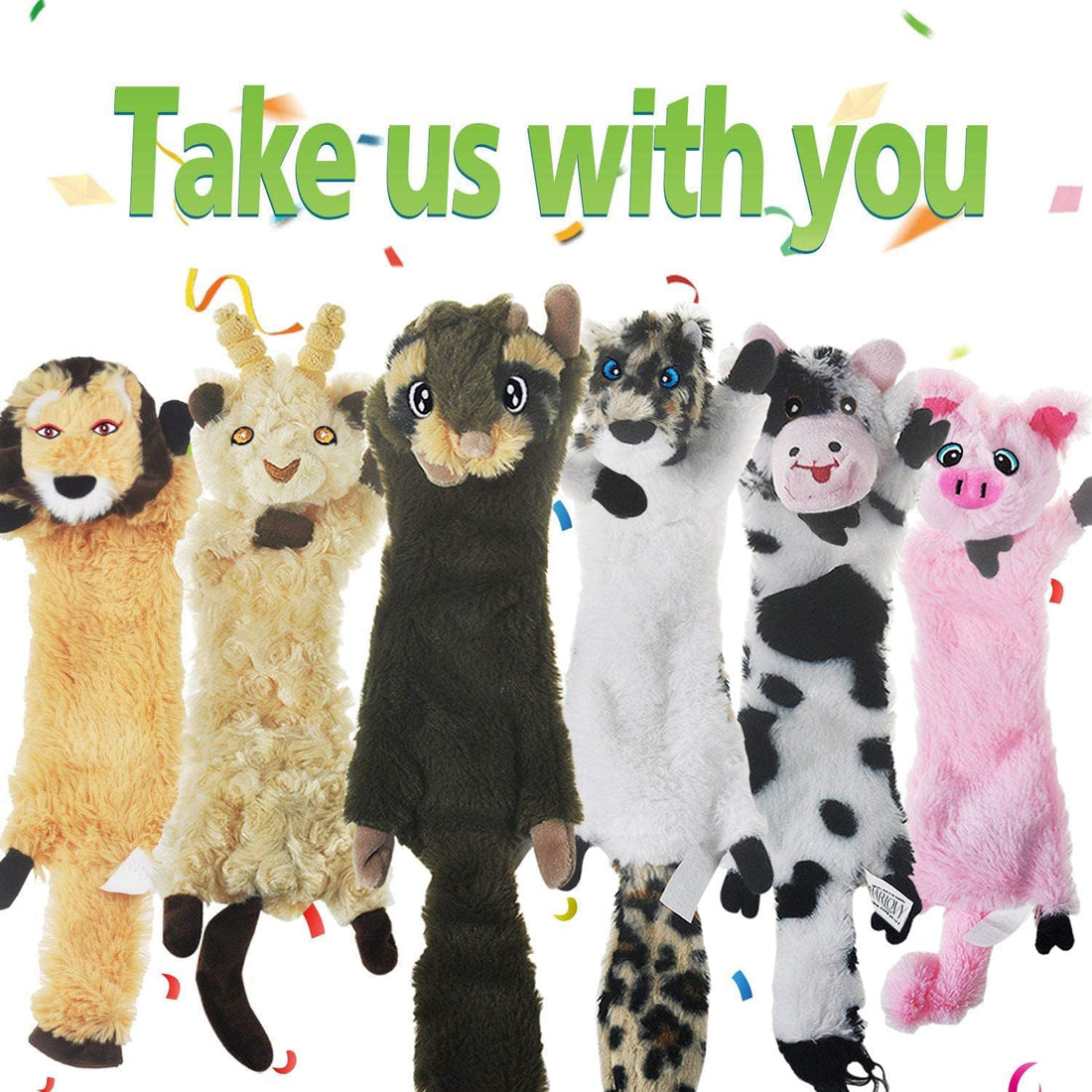 SHARLOVY Dog Squeaky Toy No Stuffing 6 Pack