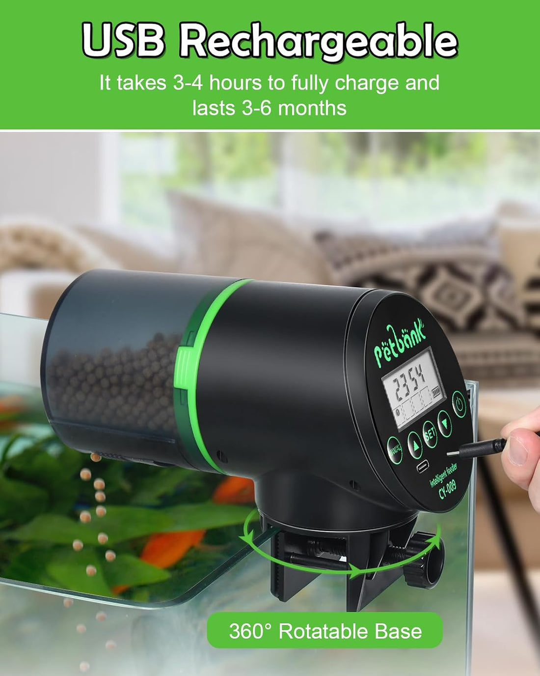 Automatic Fish Feeder for Aquarium Easy Setup & 4 Timers