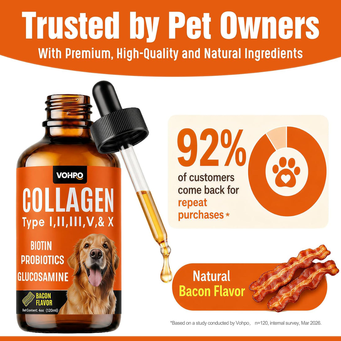 Premium 5-Type Grass-Fed Liquid Collagen for Dogs & Cats Supplement