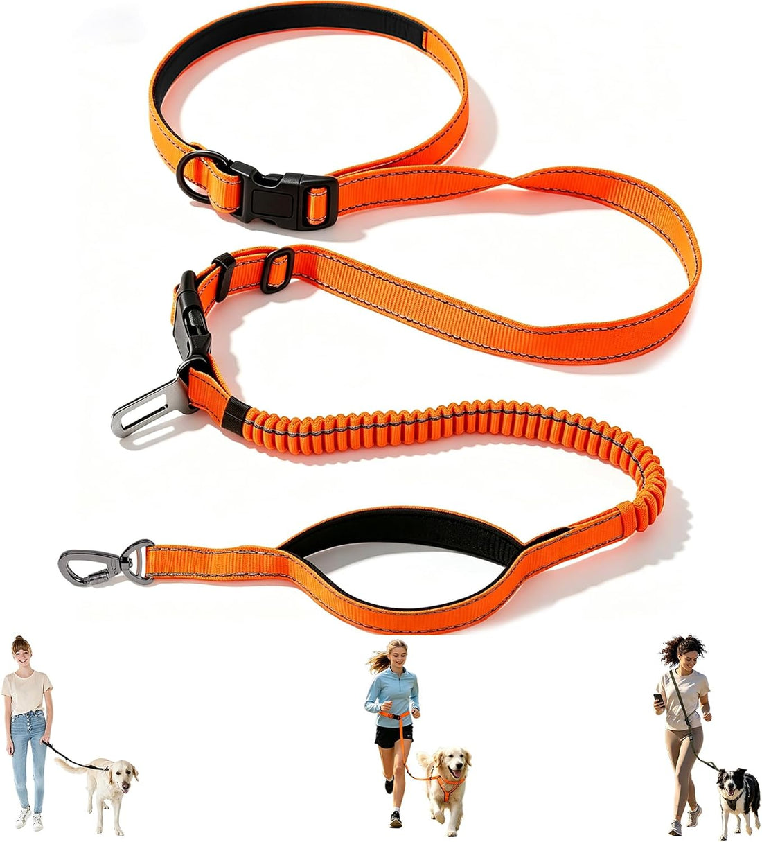 Hands-Free Dog Leash,Adjustable Waist Belt for Walking Running Hiking