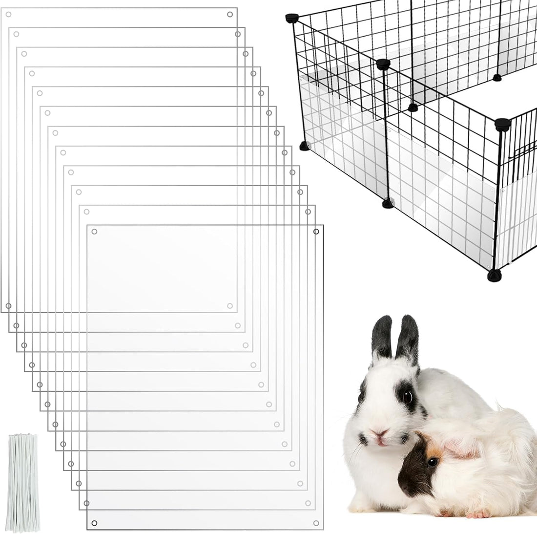 PETKNOWS 12 Pack 11.8 x 7.9 inch Clear Cage Edge Liner Protection