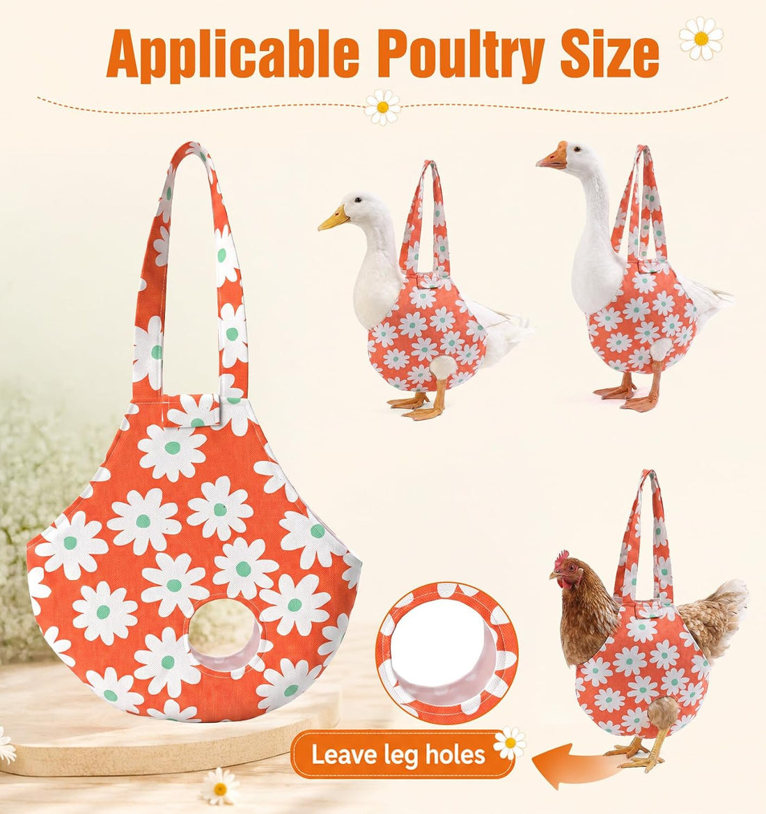 Chicken Purse, Canvas Chicken Carrier Bag (Orange)