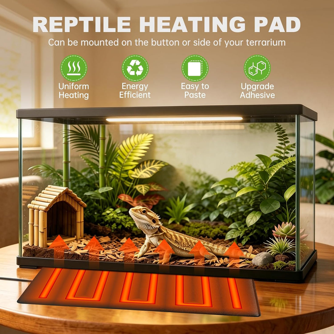 Reptile Heat Pad 8" X 18" 24W, Under Tank Heat Mat for Reptiles