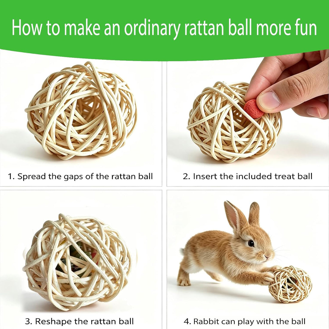 9PCS Bunny Chew Grass Balls with Rope