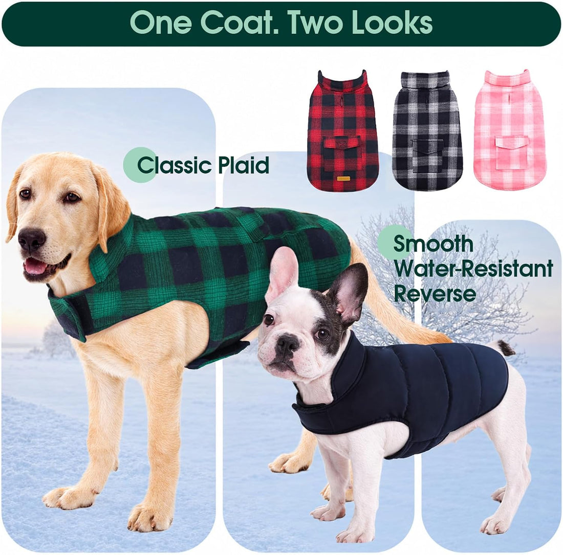 Kuoser Dog Winter Coat, Reversible Dog Jacket