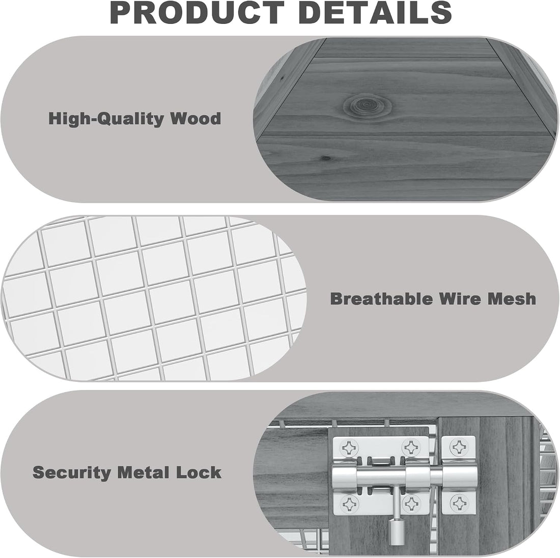 Small Chicken Coop, Wooden Rabbit Hutch Outdoor(Modern Grey)